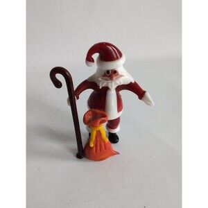 Vtg Murano Art Glass Santa Claus Christmas Ornament Figurine 3"